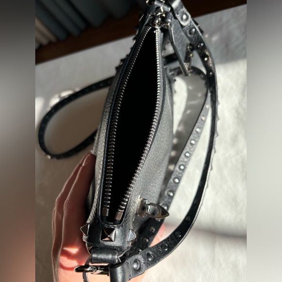 Black leather with silver studs Valentino purse with detachable longer strap! - Picture 6 of 13